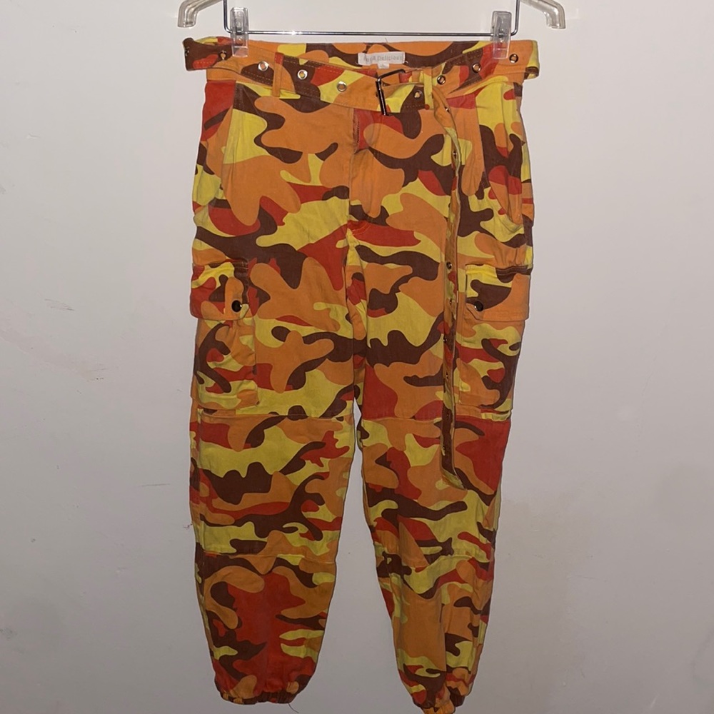 Orange Camo HighWaisted CargoStyle PantsW/belt!